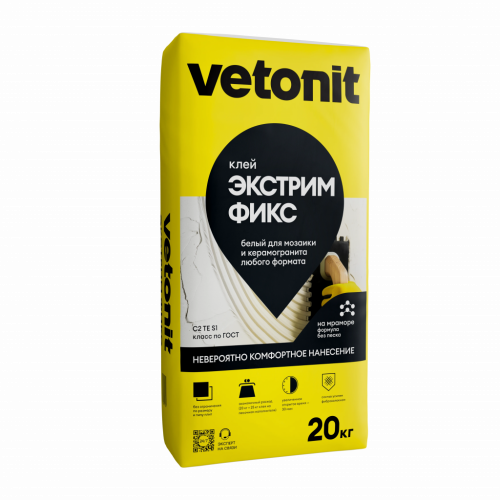 Белый клей-гель vetonit Экстрим Фикс, C2TES1, 20 кг