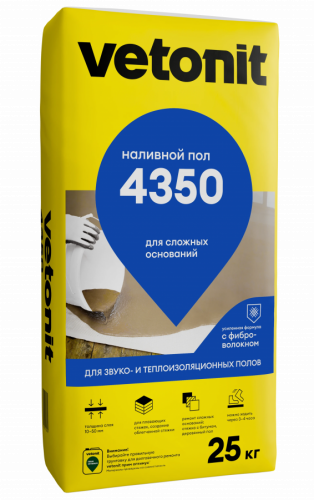 Наливной пол для сложных оснований Vetonit 4350, 10-50 мм, 25 кг